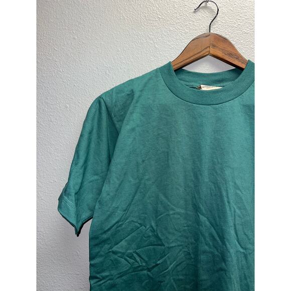 90s Vintage Wild West Green Short Sleeve Blank Shirt HOLE VTG M - Picture 3 of 10